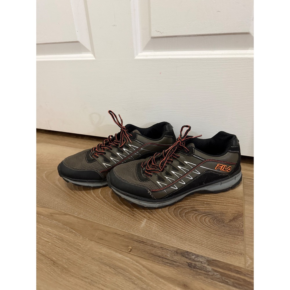 Fila Mens Trail Running Shoes Olive Green Black Orange 10.5